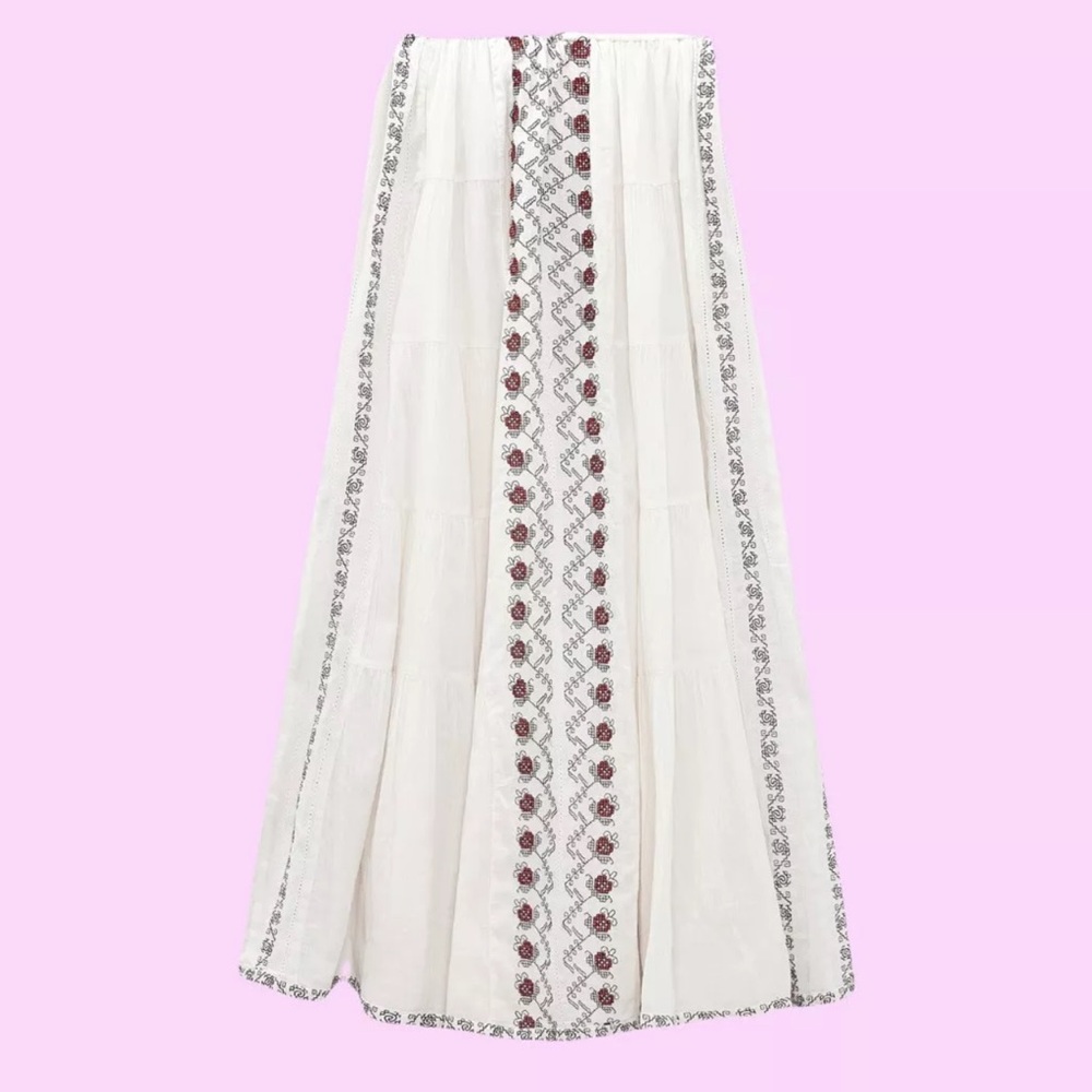 Zara 2pc Co Ord Set Bohemian Embroidered Top & Skirt Size Small NWT - Picture 7 of 7